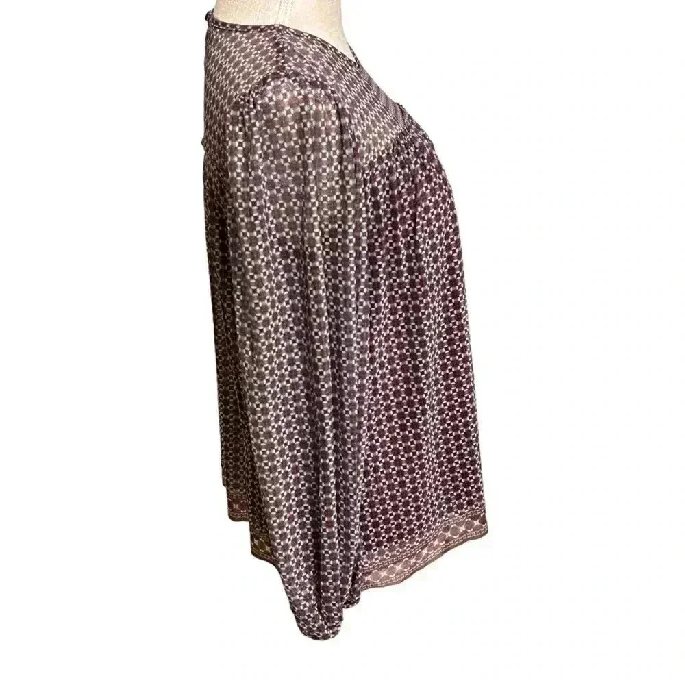 Women’s Max Studio Mesh Blouse Shirt•NWT•Size S•Rust,Yellow,Cream and Gr… - Picture 5 of 6